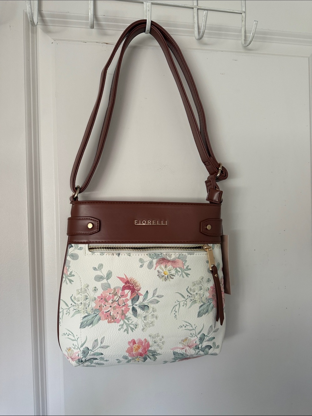 Fiorelli Floral Shoulder Bag in Cream and Brown